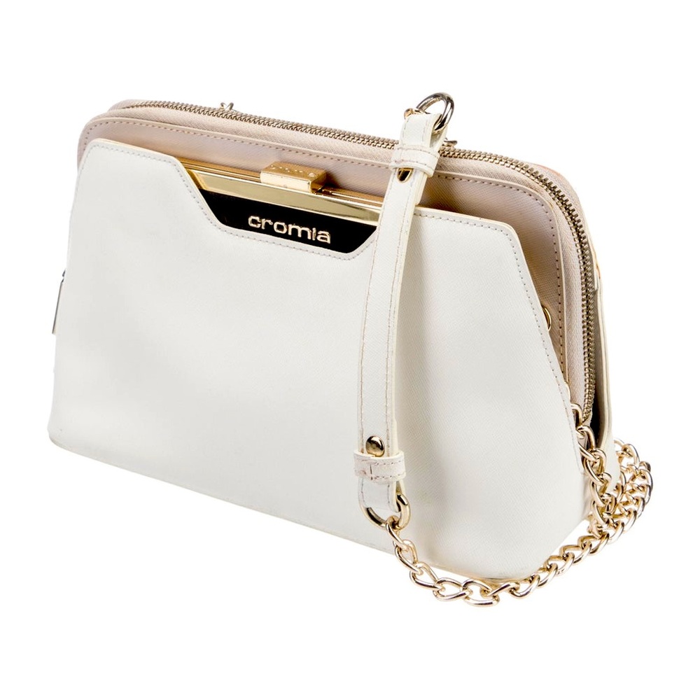 CROMIA Leather Chain Shoulder Bag white color - Picture 1 of 17